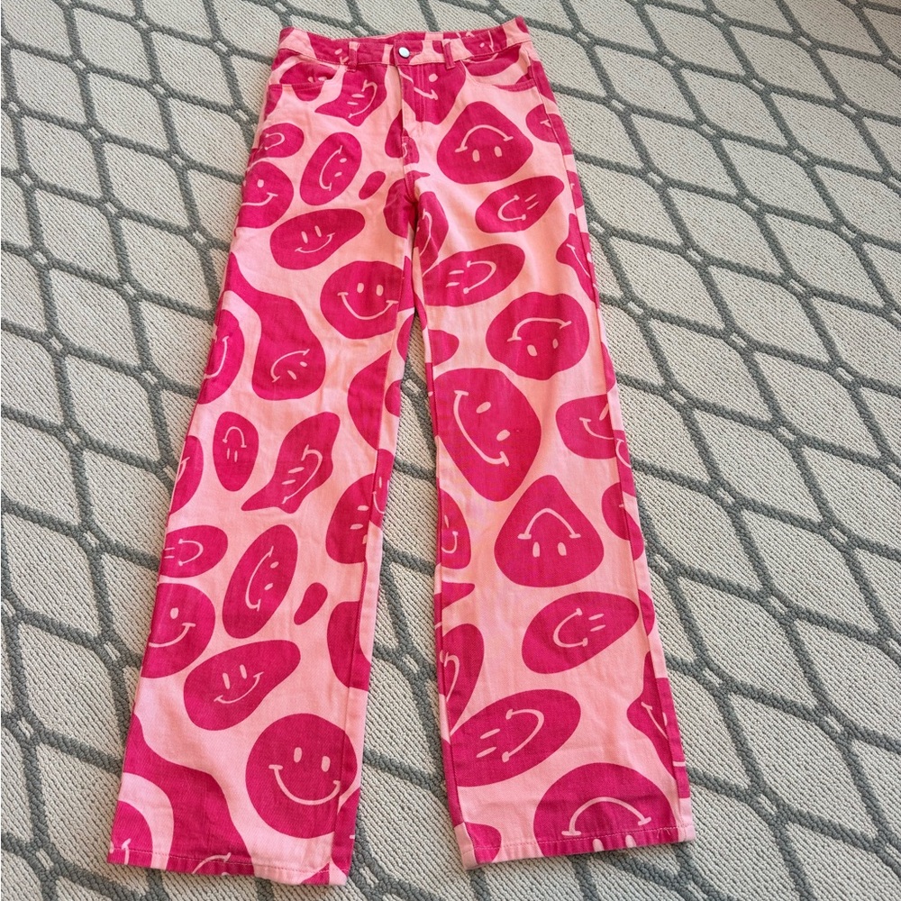 Pink Smiley Face Women's Pants